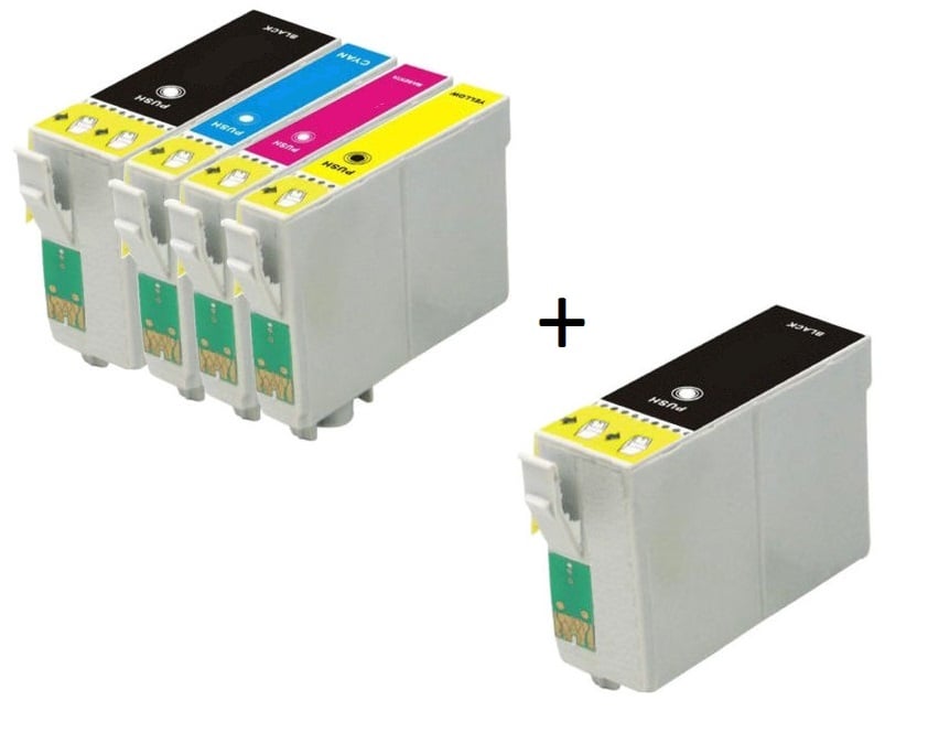 Compatible Epson 34XL a Set of 4 Ink Cartridges High Capacity + EXTRA BLACK - (2 x Black, 1 x Cyan, Magenta, Yellow)

